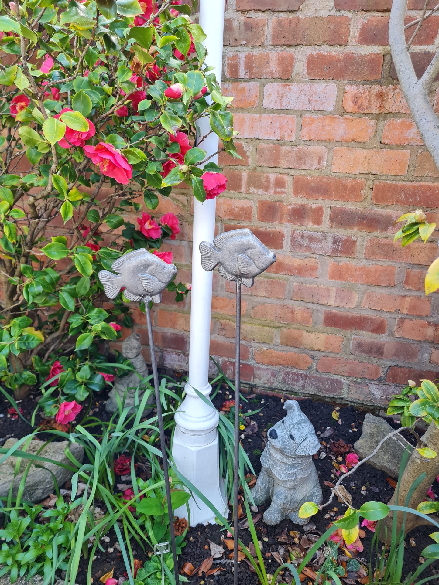 Fish Plant Support Stakes | Garden Plant Support | Decorative plant Stakes | Metal Garden Art