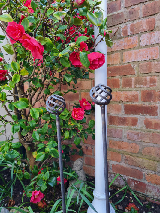 Swirl Basket Plant  Support Stakes | Garden Plant Support | Decorative plant Stakes | Metal Garden Art