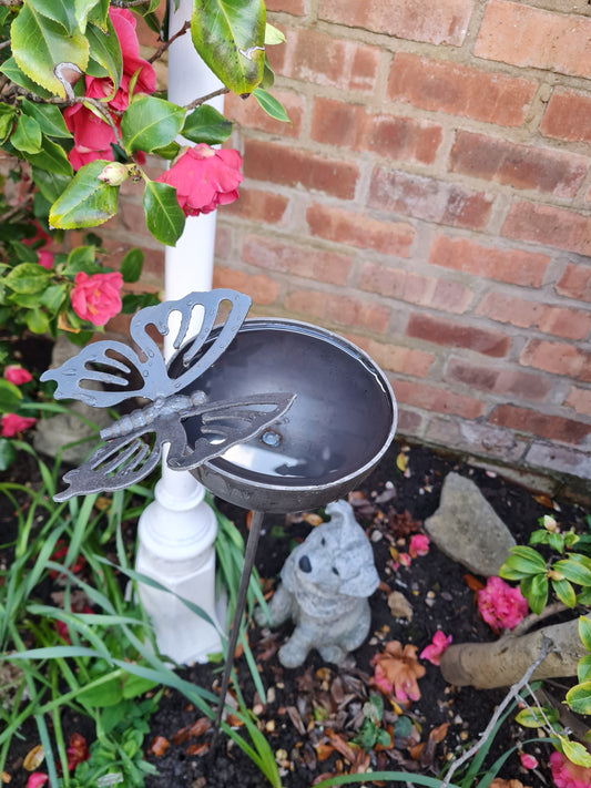 Butterfly Rain Catcher | Outdoor Garden Water Feature | Decorative Rain Catching Ornament | Bird Bath