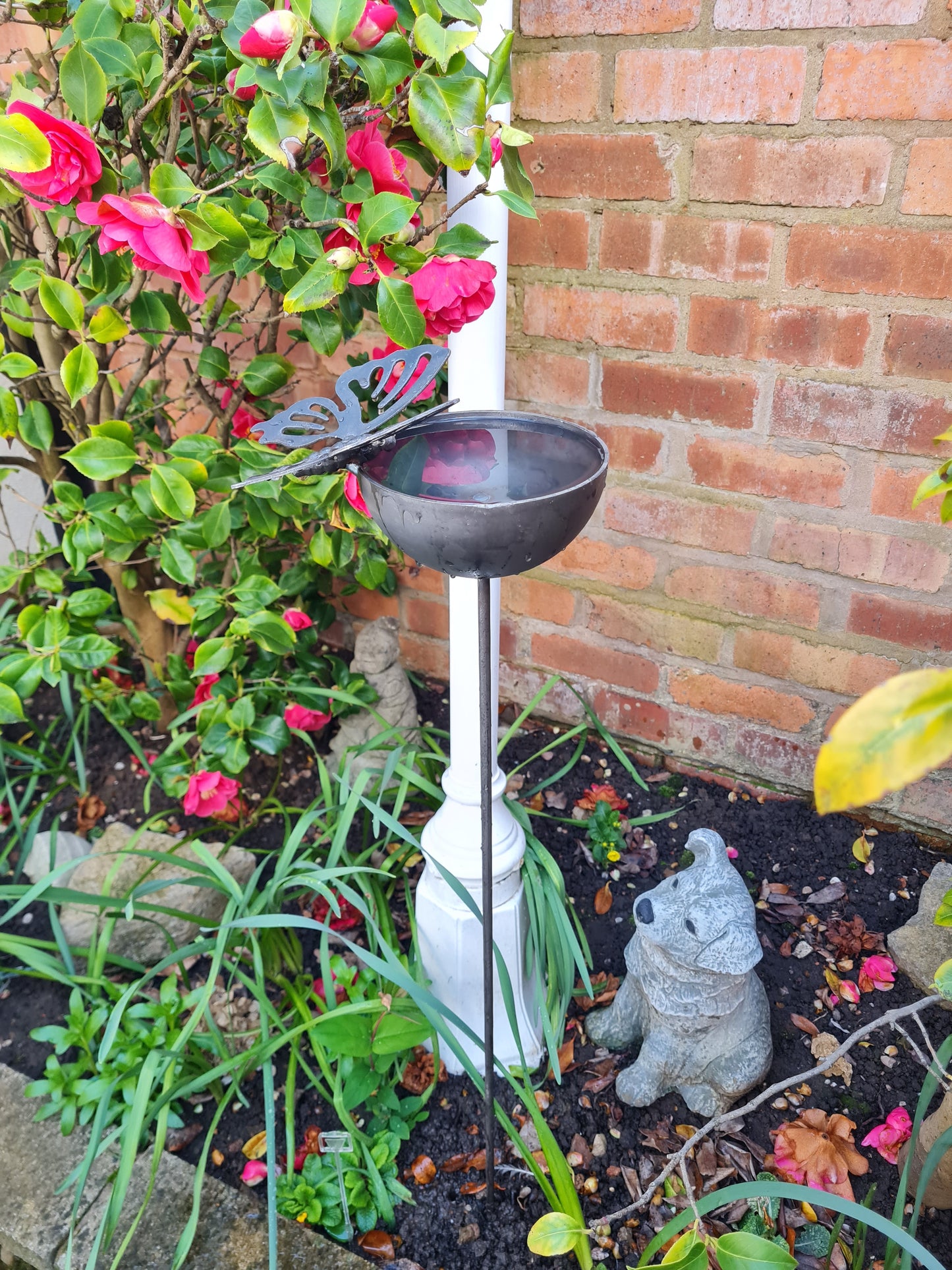 Butterfly Rain Catcher | Outdoor Garden Water Feature | Decorative Rain Catching Ornament | Bird Bath