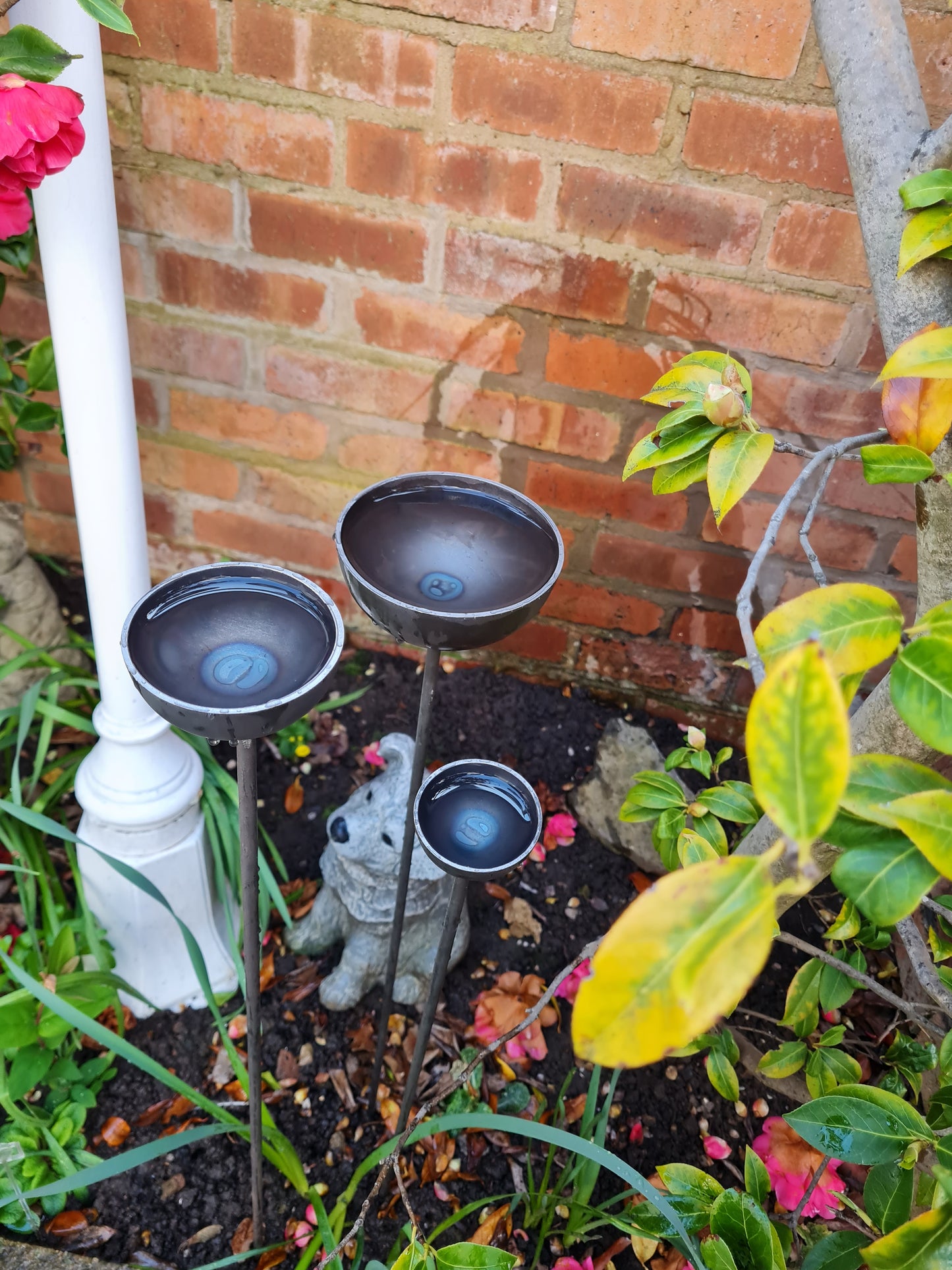 Rain Catcher Set Of 3 | Outdoor Garden Water Feature | Decorative Rain Catching Ornament | Bird Bath
