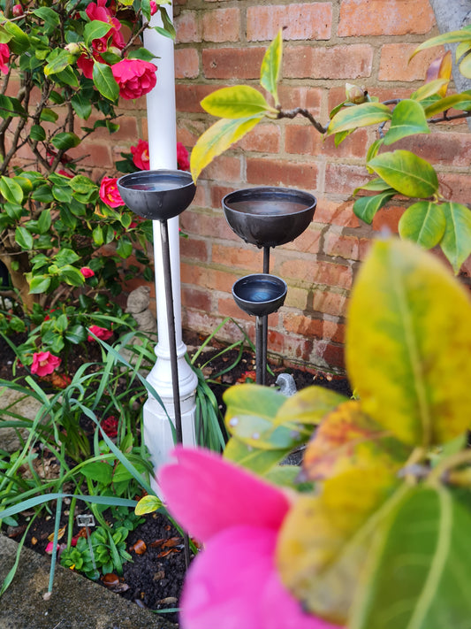 Rain Catcher Set Of 3 | Outdoor Garden Water Feature | Decorative Rain Catching Ornament | Bird Bath