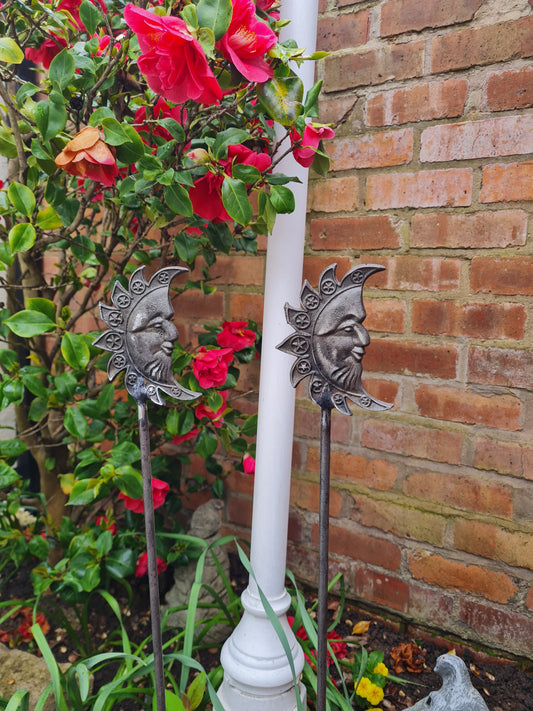 Moon Face Plant Support Stakes | Garden Plant Support | Decorative plant Stakes | Metal Garden Art