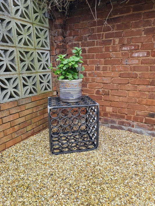 Large Garden Art Cube Sculpture | Outdoor Metal Yard Decor | Statement Garden Ornament