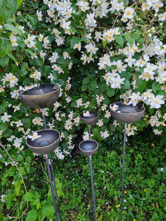 Rain Catcher Set Of 5 | Outdoor Garden Water Feature | Decorative Rain Catching Ornament | Bird Bath