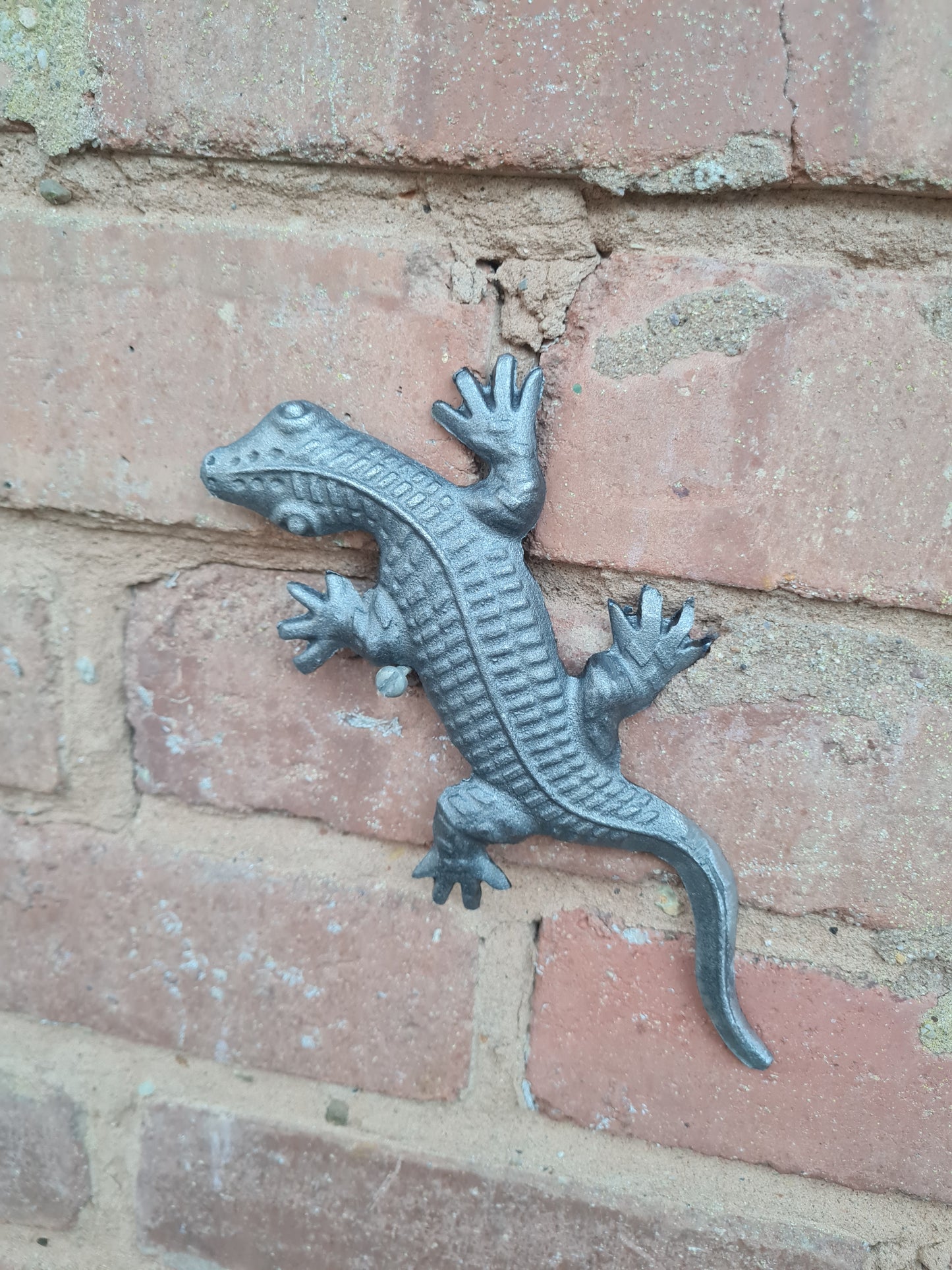 Cast Iron Garden Salamander Ornament | Rustic Metal Salamander Statue | Outdoor Garden Art