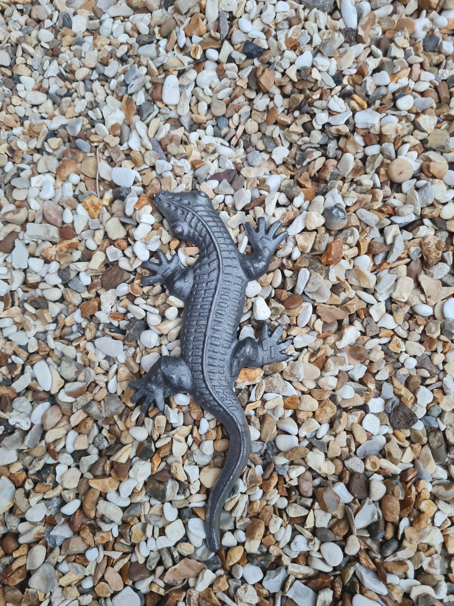 Cast Iron Garden Salamander Ornament | Rustic Metal Salamander Statue | Outdoor Garden Art