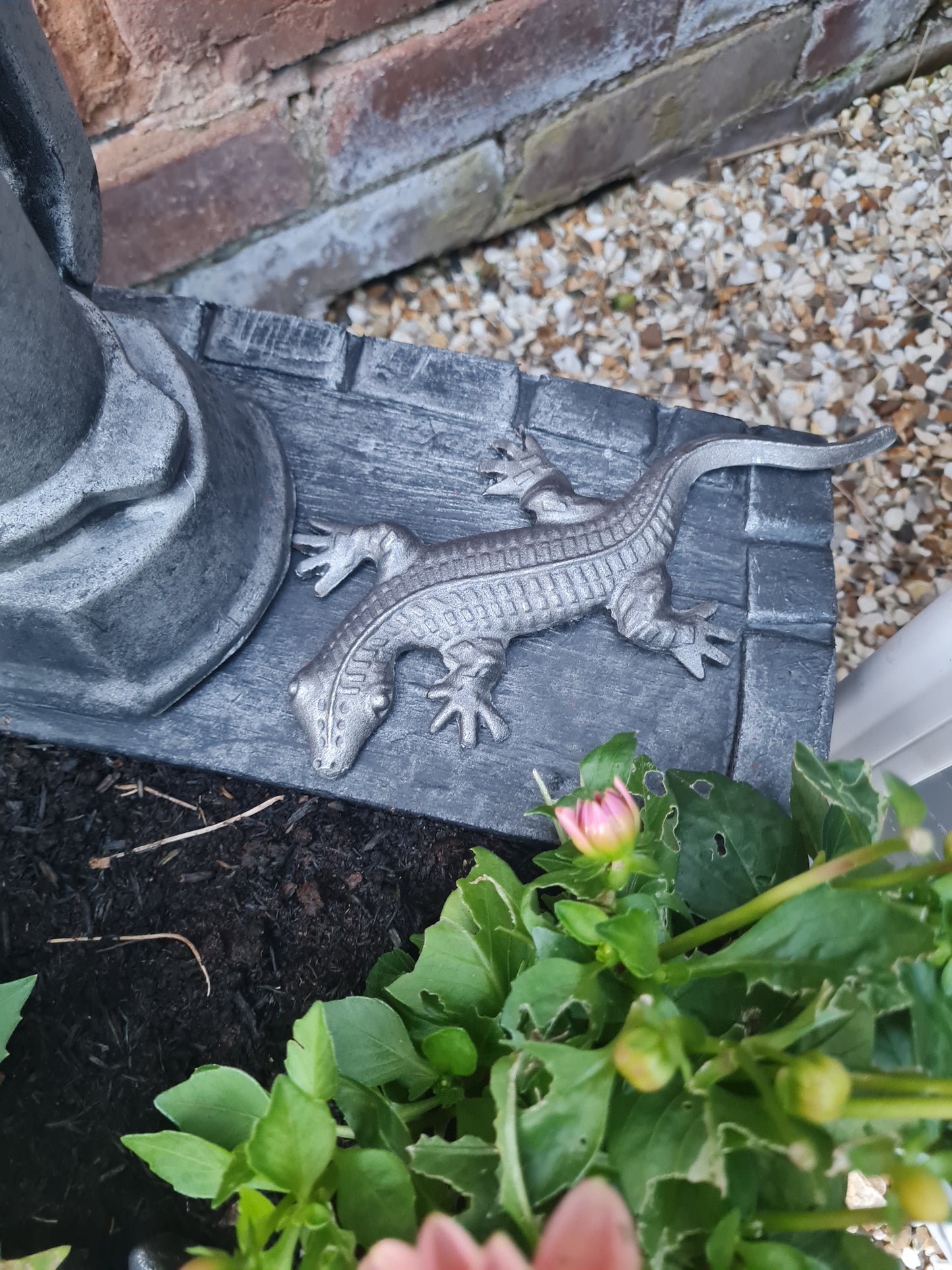 Cast Iron Garden Salamander Ornament | Rustic Metal Salamander Statue | Outdoor Garden Art