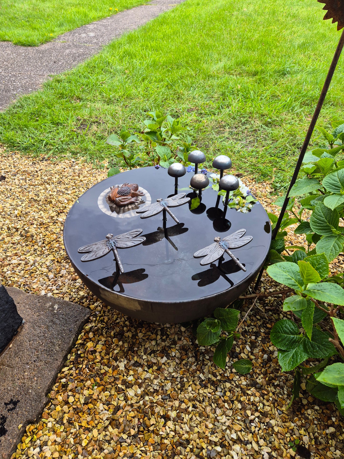 Metal Wildlife Pond 50cm | Garden Water Feature For Birds, Bees and Frogs | Rustic Steel Mini Pond | Outdoor Habitat For Wildlife