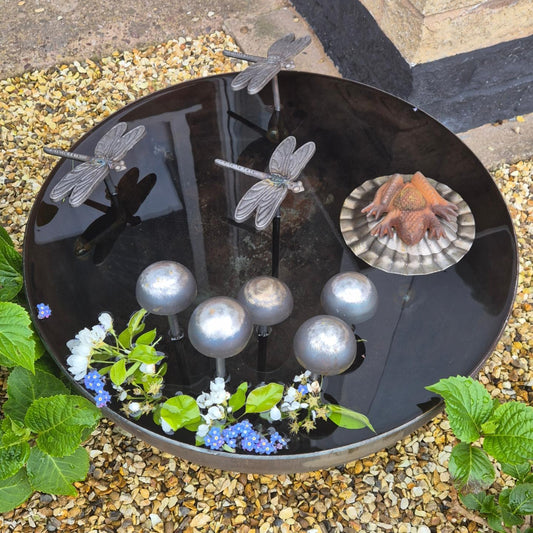 Metal Wildlife Pond 50cm | Garden Water Feature For Birds, Bees and Frogs | Rustic Steel Mini Pond | Outdoor Habitat For Wildlife
