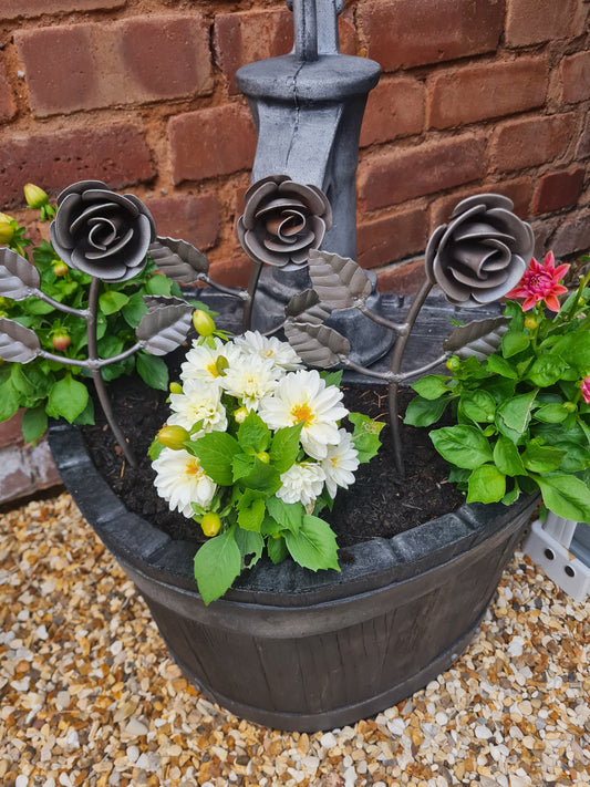 Rustic metal garden roses flowers set of 3