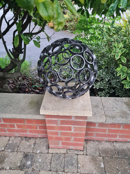 Rustic metal garden art ornamental sphere 50cm