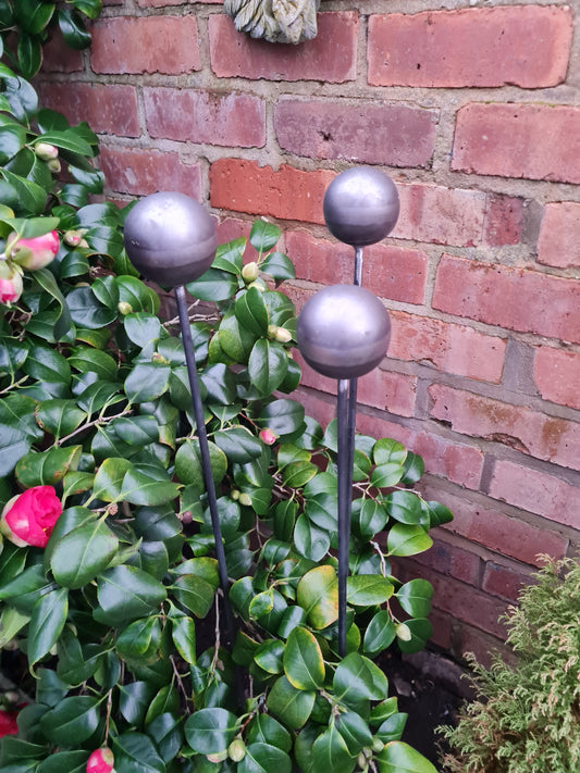 Ball top Allium style plant support stakes set of 3