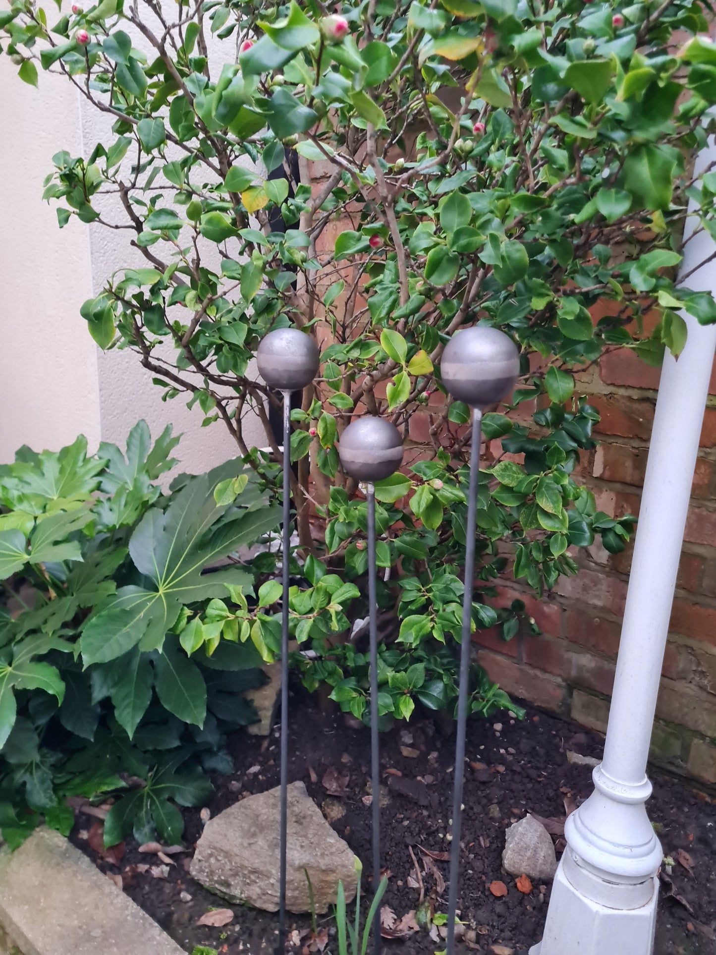 Ball top Allium style plant support stakes set of 3