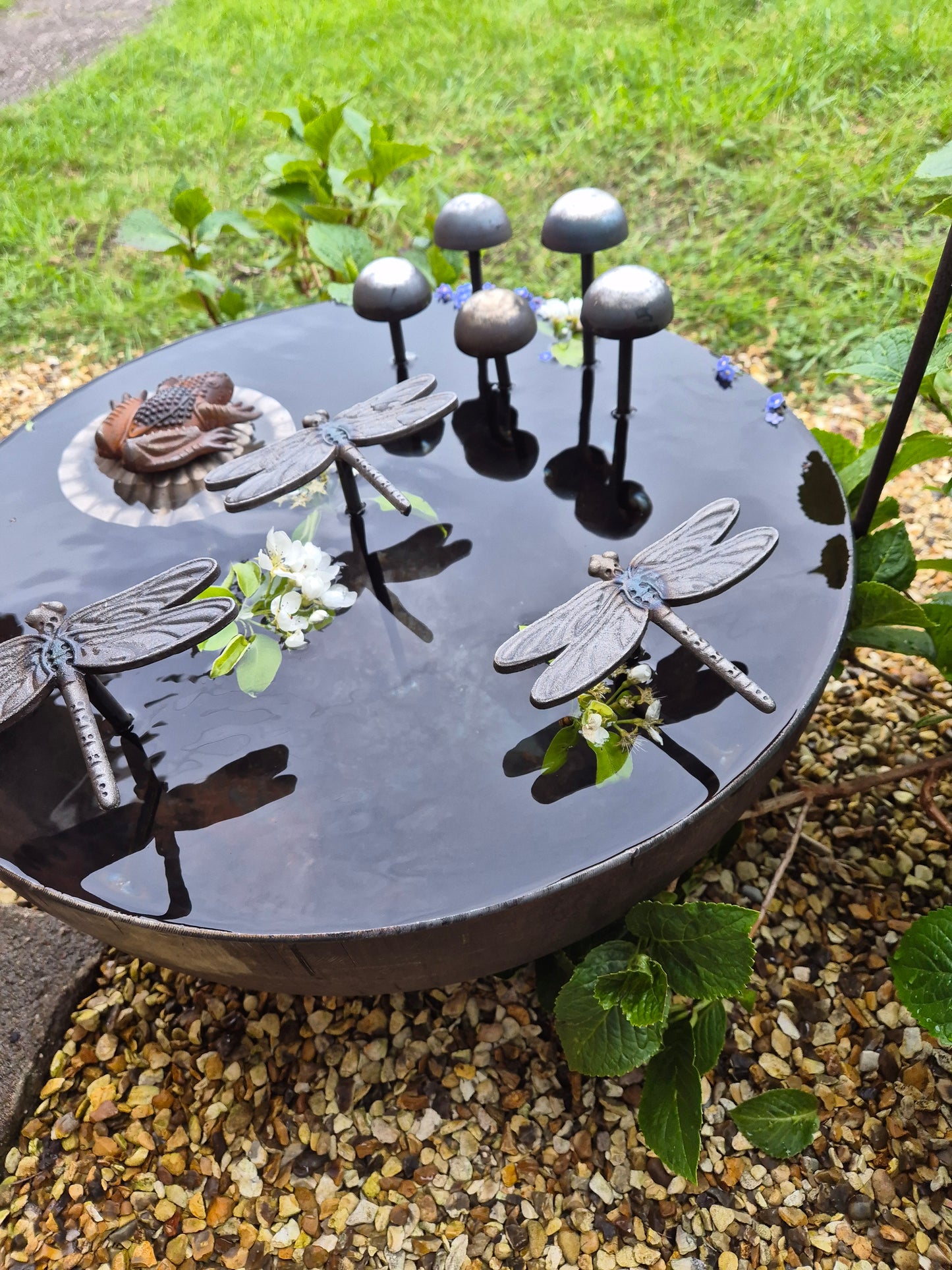 Metal Wildlife Pond 50cm | Garden Water Feature For Birds, Bees and Frogs | Rustic Steel Mini Pond | Outdoor Habitat For Wildlife