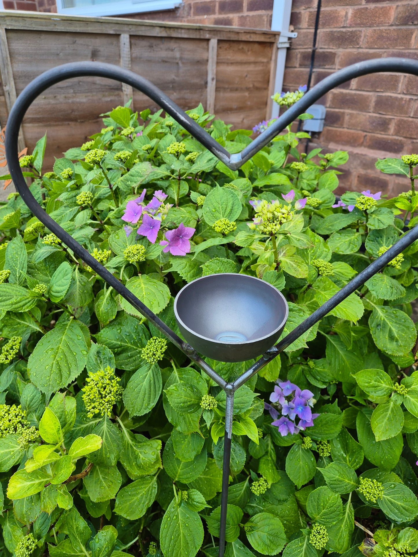 Heart shaped bird feeder stake