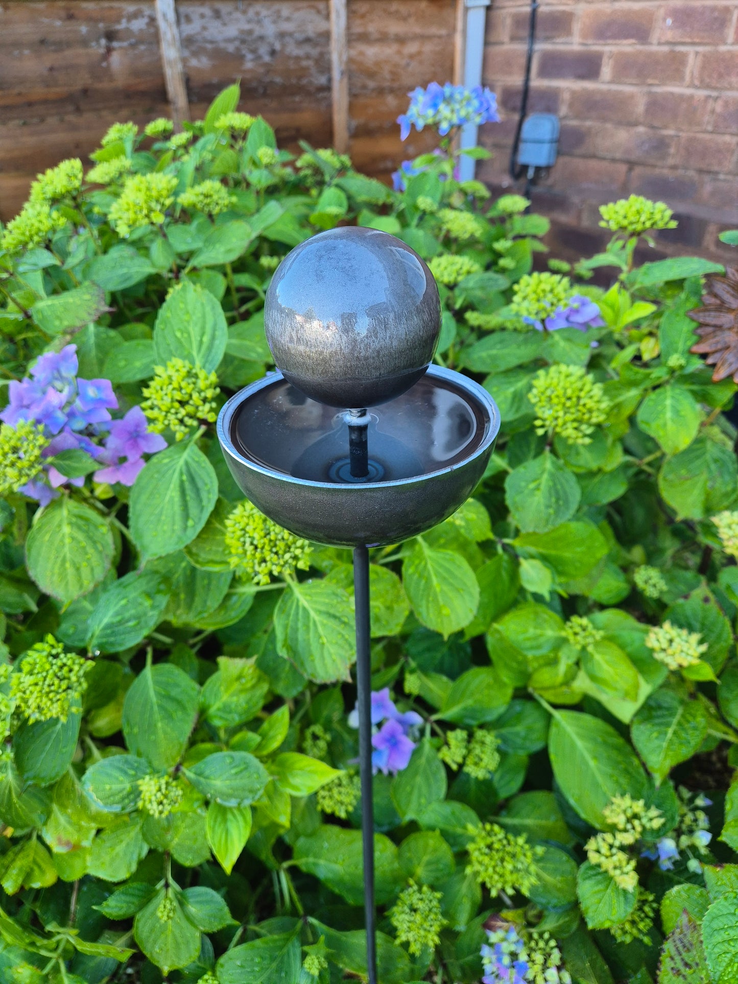 Rustic metal large ball top rain catcher plant supports