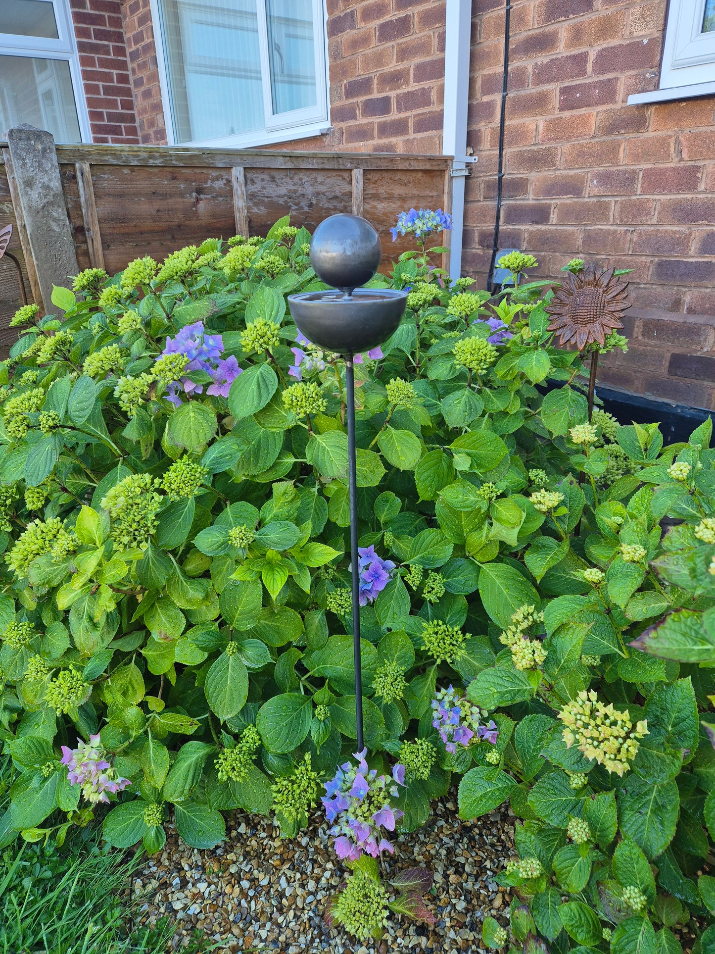 Rustic metal large ball top rain catcher plant supports