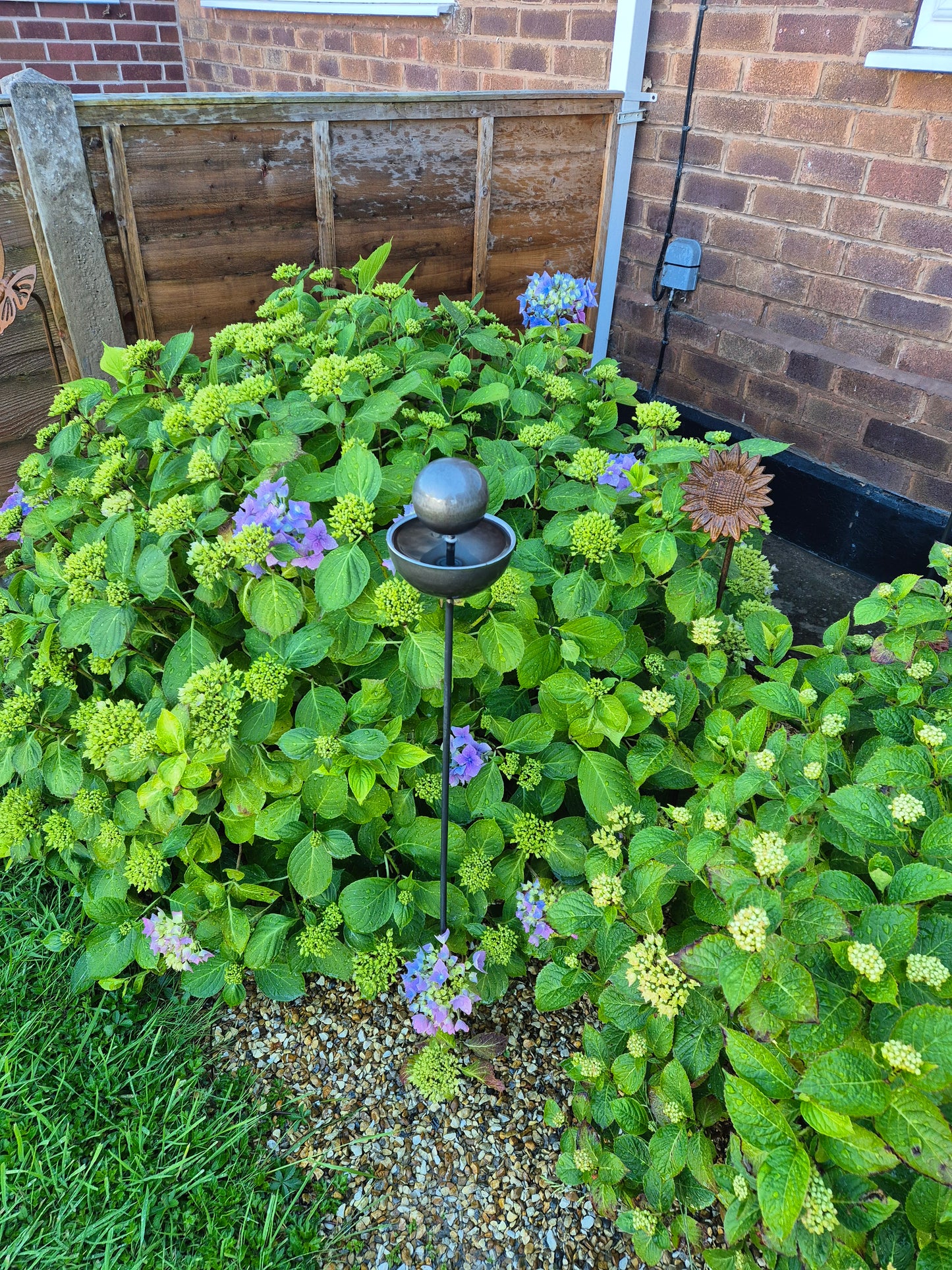 Rustic metal large ball top rain catcher plant supports