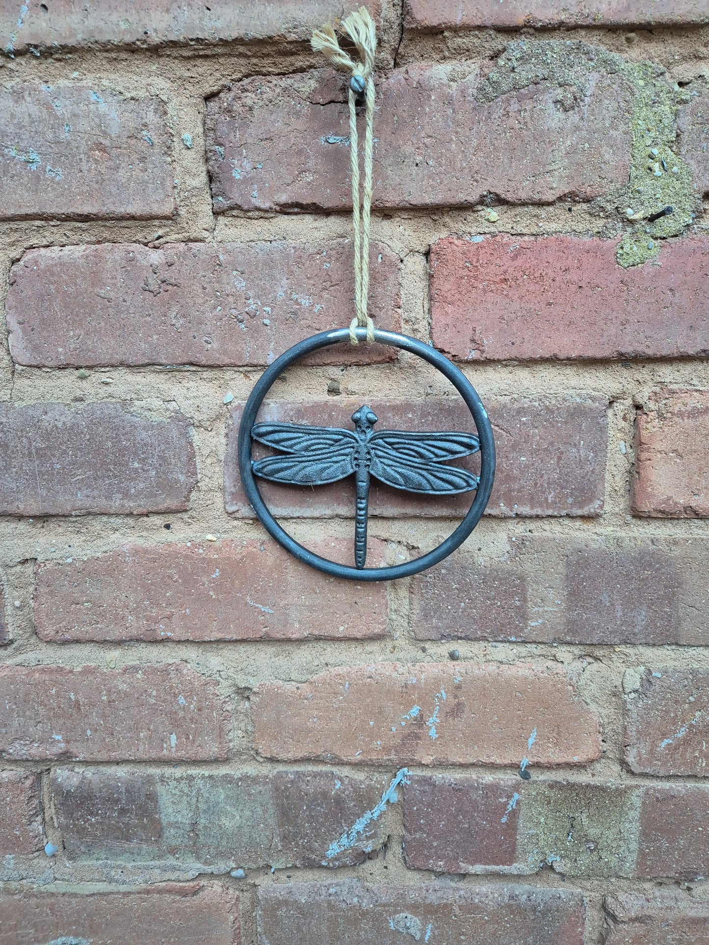 Hanging Metal Dragonfly Ring | Garden Wall Art | Tree Decoration | Rustic Outdoor Hanging Ornament