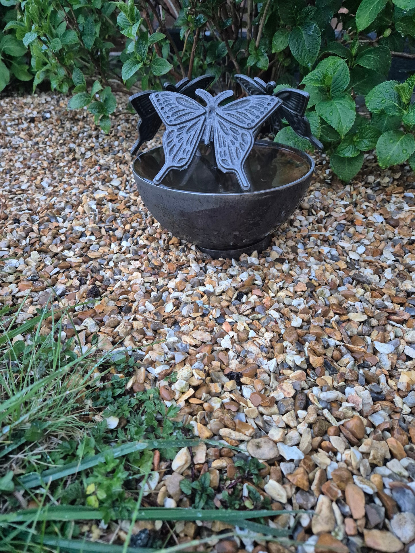 Mini Wildlife Pond With Butterflies | Garden Water Feature Ornament | Rustic Mini Butterfly Pond | Outdoor Habitat For Wildlife